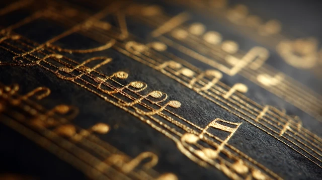 Gold Music Note Sheet Music Text