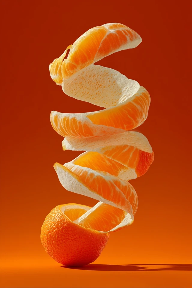 Mandarin Orange Spiral Peel Photography