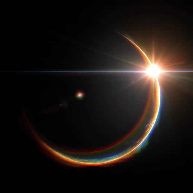 Rainbow Solar Eclipse Celestial Phenomenon in Space