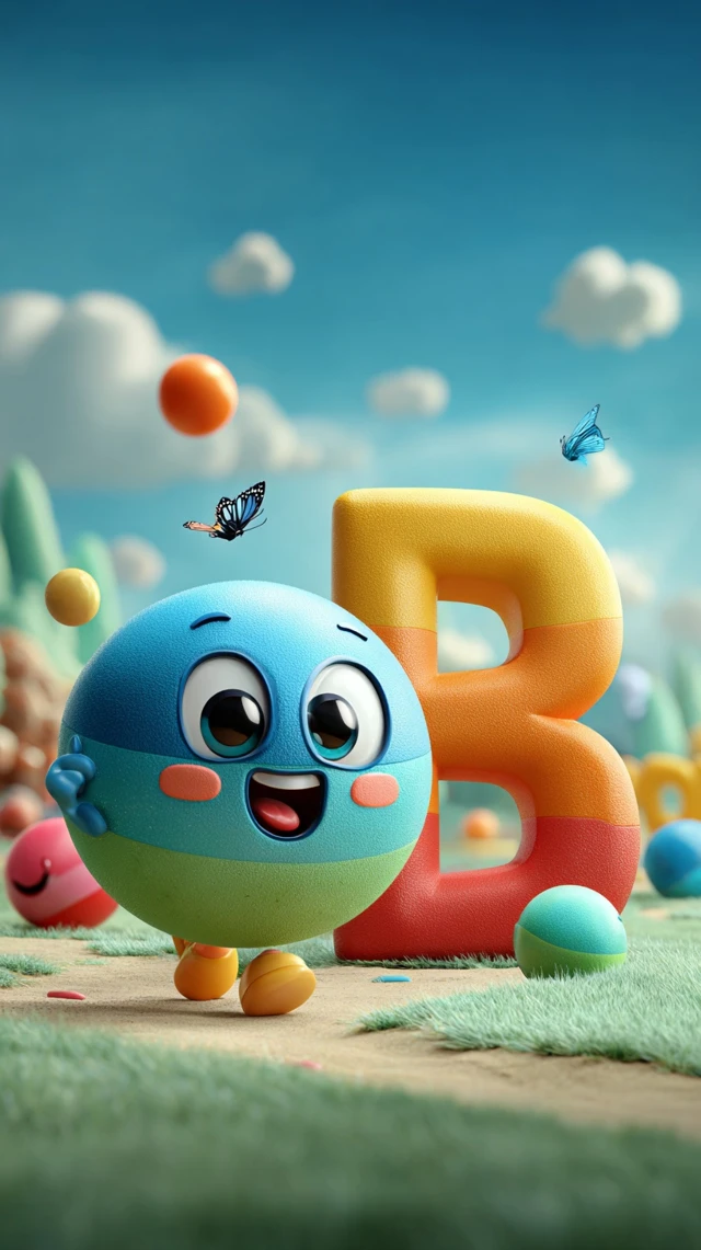 Happy Ball Character and Letter B Playtime