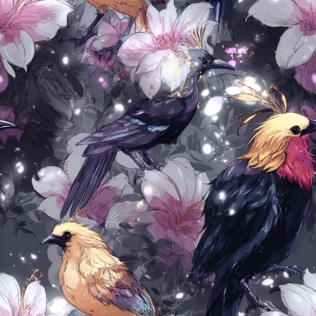 Birds of Paradise Rembrandt Style Floral Art