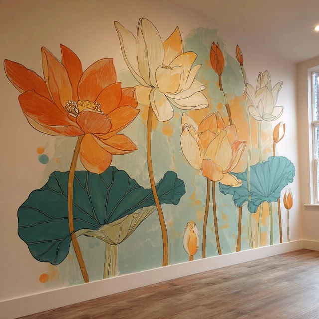 Lotus Flower Mural for Yoga Studio