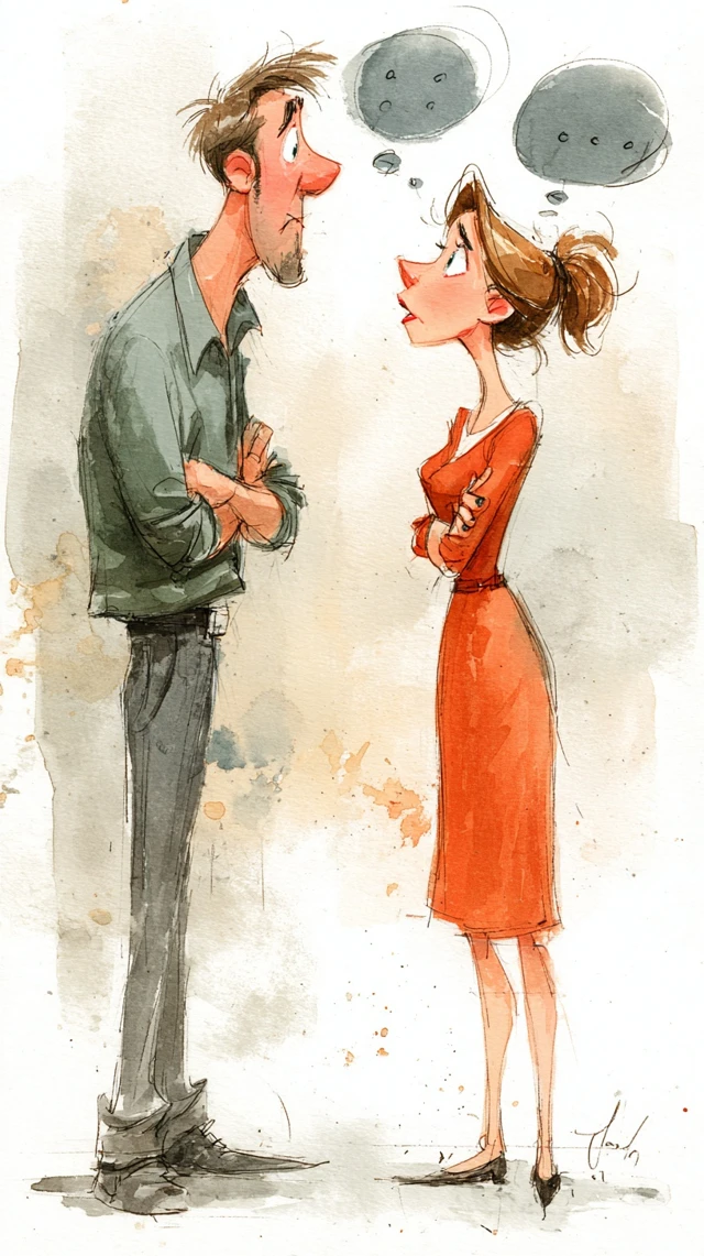 Cartoon Argument Woman vs Man