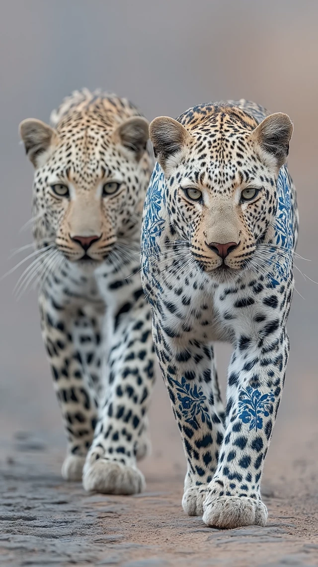 Porcelain Leopards in the Savannah: Nature Photography
