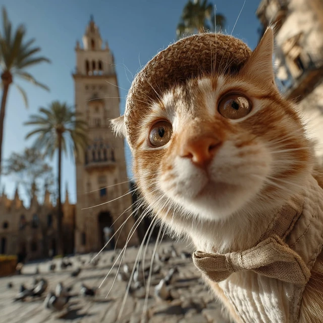 Stylish Cat Selfie in Seville Spain