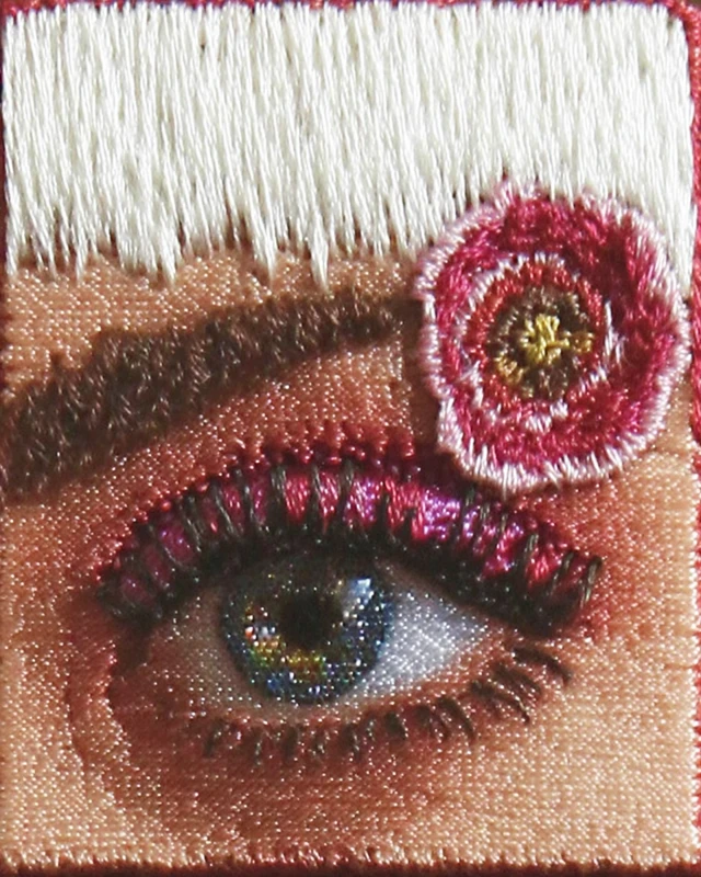 Embroidered Eye Art Pink Lashes Abstract