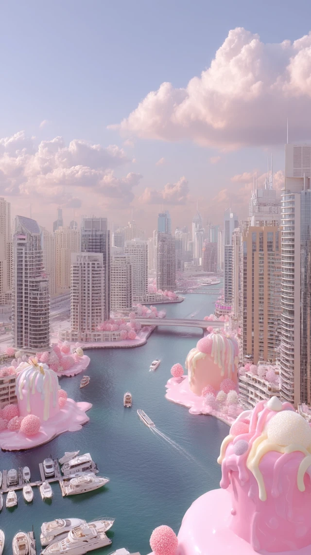 Dubai Marina Surreal Dessert Invasion Dreamscape