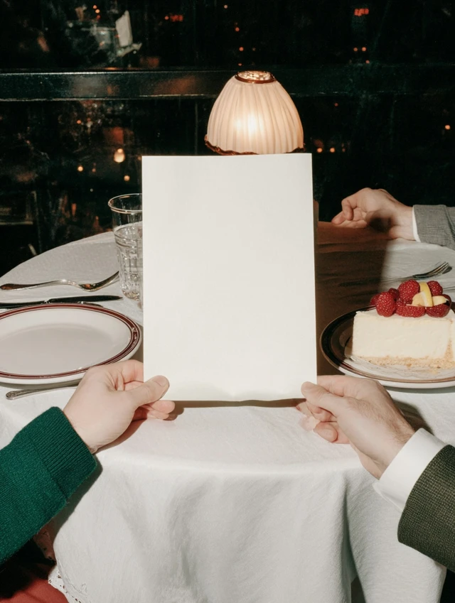 A5 Paper Mockup Cafe Setting with Lemon Cheesecake