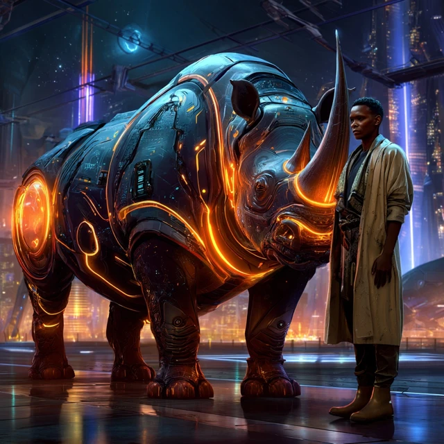 Afrocentric Futuristic Megafauna Illustration
