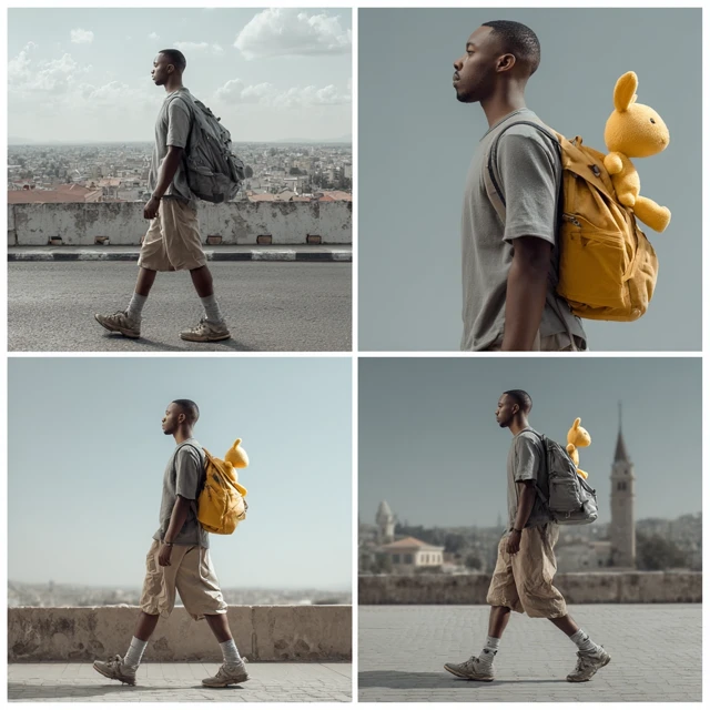 African American Man Traveling the World with a Toy