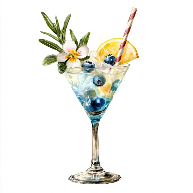 Watercolor Cocktail Illustration Fancy Drink