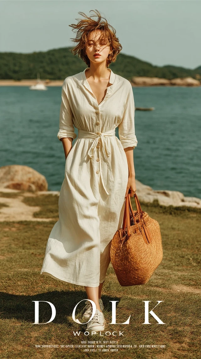 Korean Actress Style: Woman in White Dress by the Lake