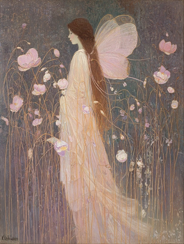 Butterfly Fairy Painting Gustav Klimt Style