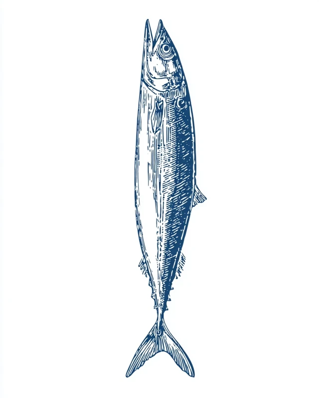 Vintage Mackerel Fish Illustration Retro Naturalist