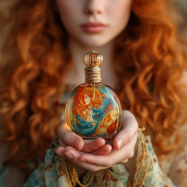 Magic Perfume Bottle with Red Haired Woman
