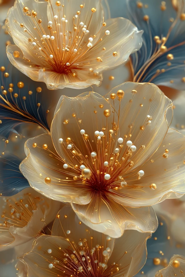 Golden Floral Art Modern Luxury Illustration