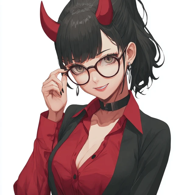 Anime Demon Accountant Smiling With Glasses