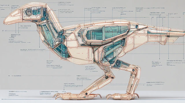 Robot Bird Anatomy Side View Illustration