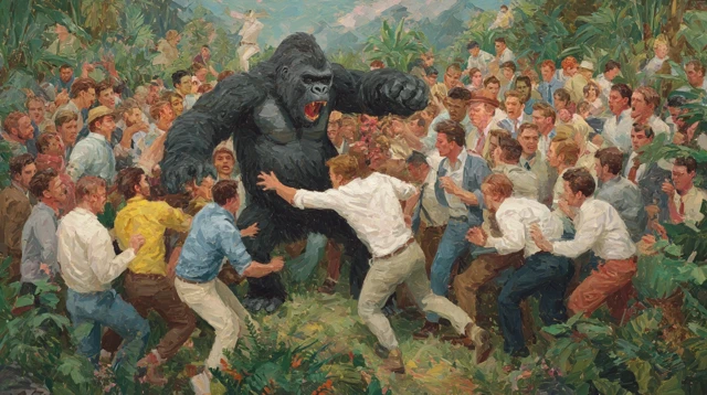 Hipster Men vs Gorilla Painting