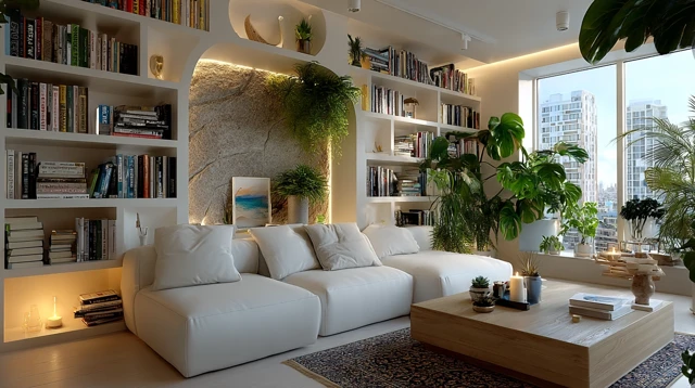 Elegant Living Room Bookshelf Design