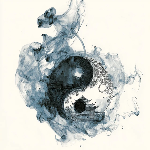 Tai Chi Yin Yang Vortex Ink Wash Art