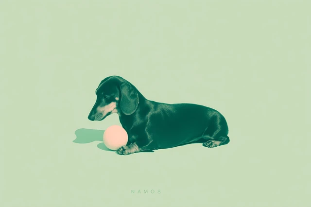 Dachshund Playing Minimalist Illustration