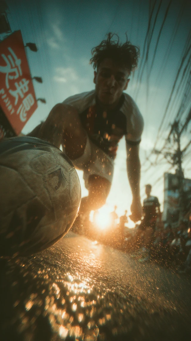 Soccer Player in Action Hyper Realistic Cinematography