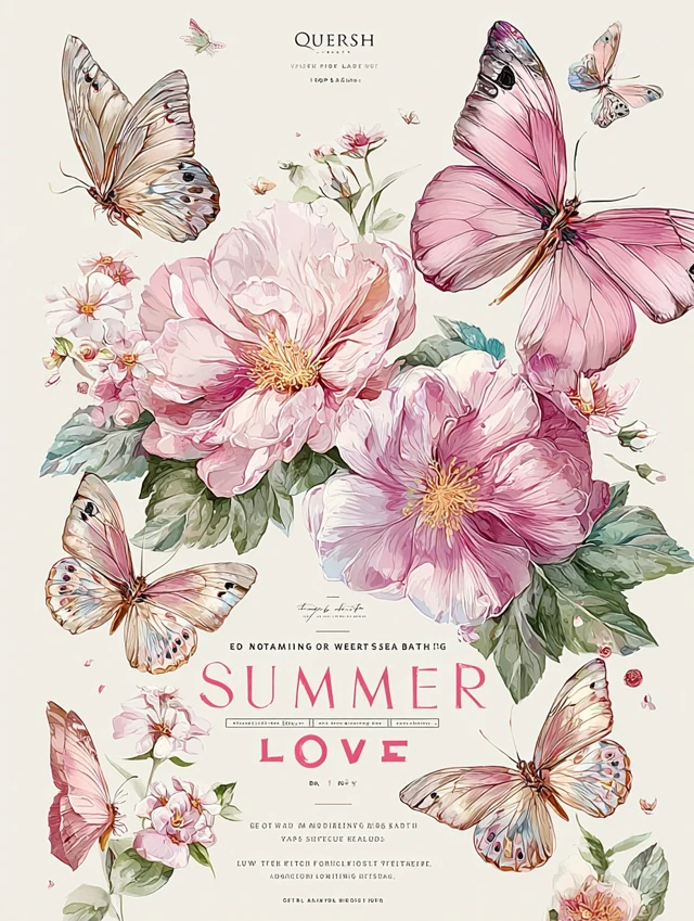 Summer Love Butterfly Floral Art Print