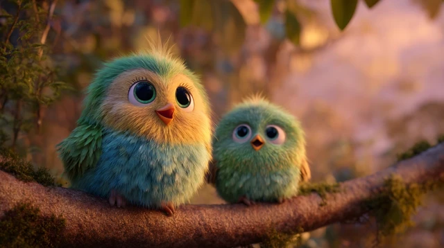 Adorable Birds Singing in a Pastel Forest