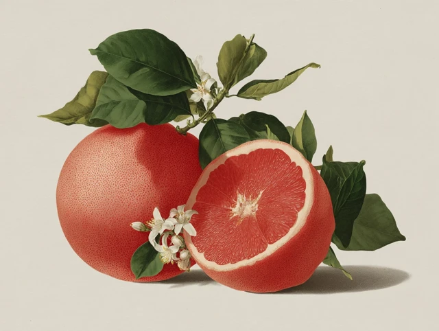 Grapefruit Botanical Illustration Inspired by Audubon