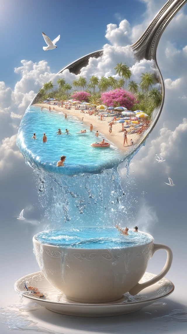 Magical Beach Scene in a Spoon Dreamy Art