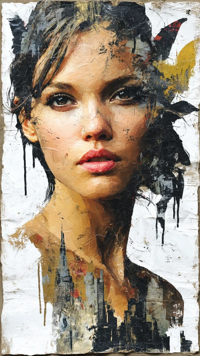 Expressive Portrait Painting with Urban Decay Cityscape