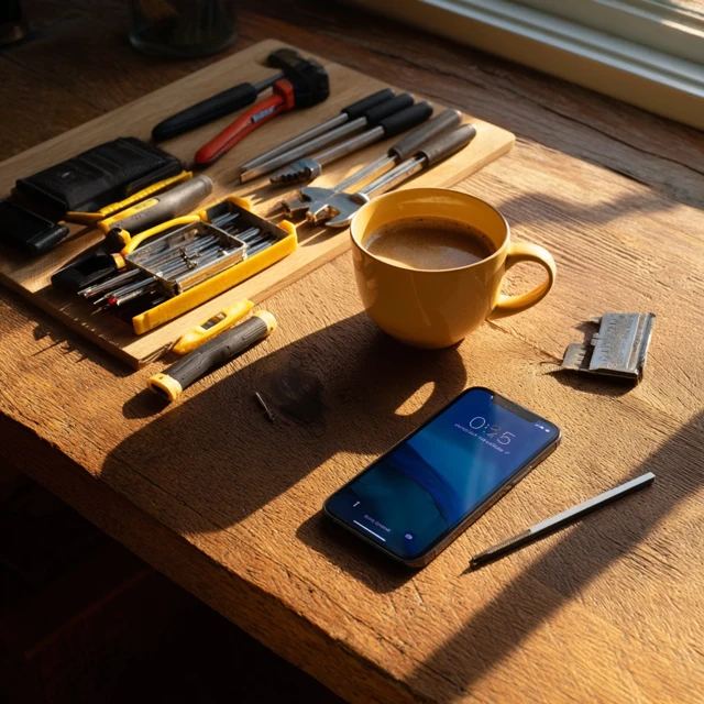 Weekend Desk Setup: Phone Repair, Coffee, and Tools