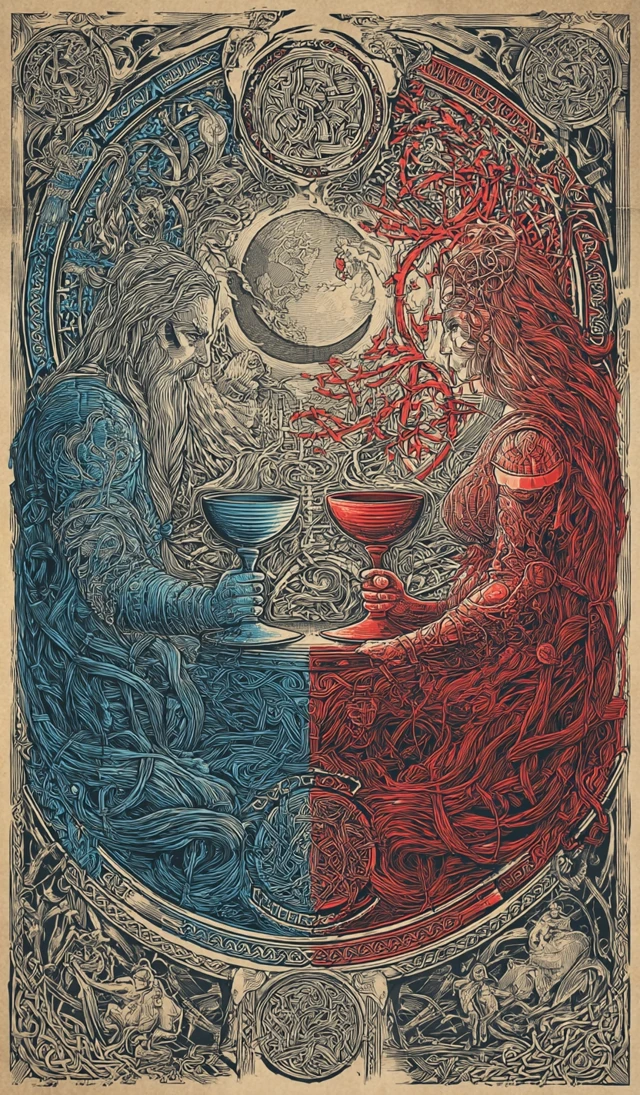 Norwegian Folklore Boy and Girl with Goblets