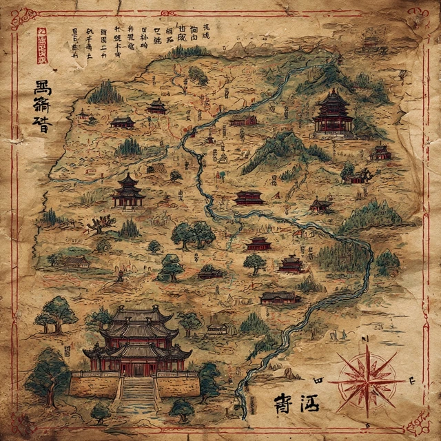 Ancient Map of Henan Province China