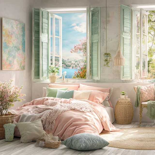 Boho Bedroom Pastel Colors Country View