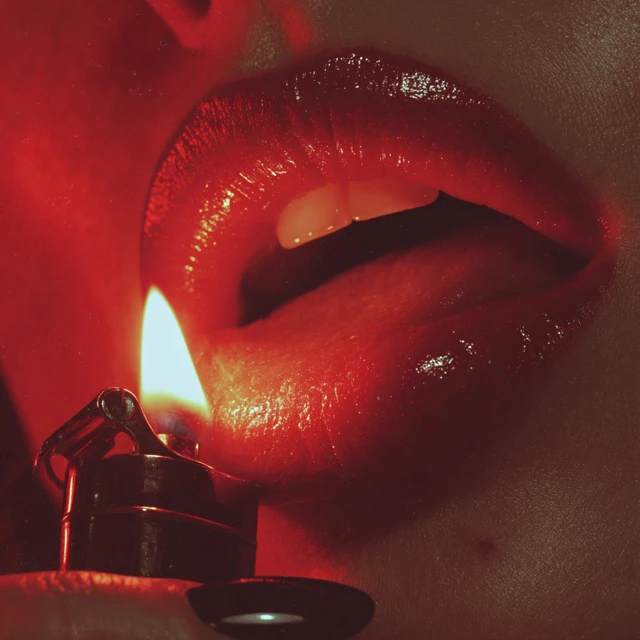 Glossy Red Lips Edgy Retro Glamour Photography