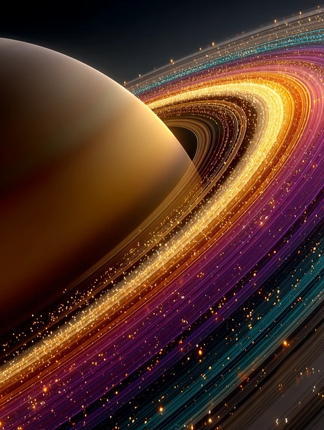 Enigmatic Planet with Rings - Minimalist Space Art