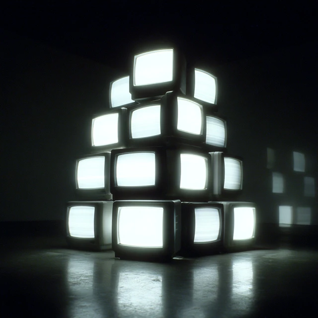 Glowing TV Screens Retro SciFi Scene