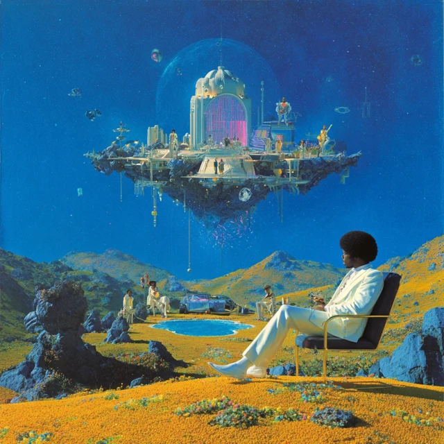 Surreal Album Cover Retro Afro Futuristic Dream