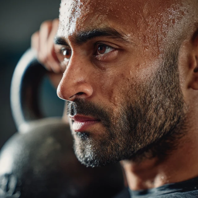 Pakistani Man Kettlebell Training Fitness Portrait
