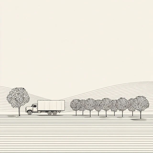 Minimalist Apple Orchard Truck Illustration