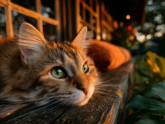 Chinese Li Hua Cat Lounging in Sunlight