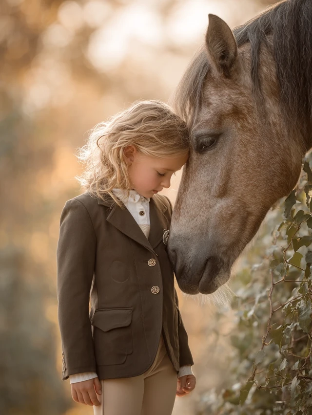 Little Girl with Horse Equestrian Portrait