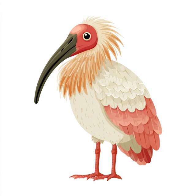 Cute Cartoon Crested Ibis Bird Illustration
