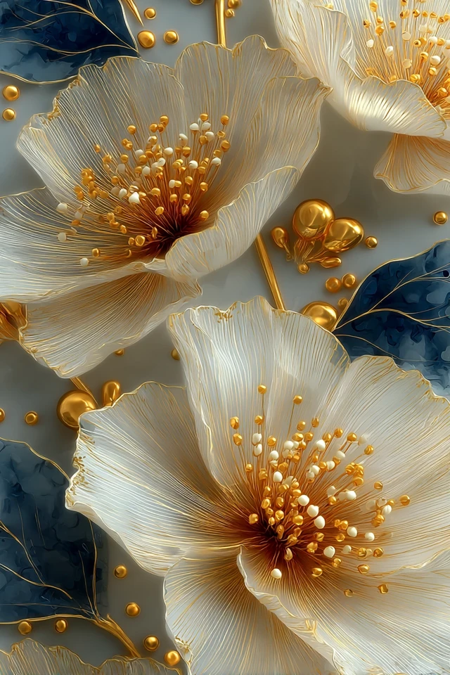Golden Floral Art Modern Luxury Illustration