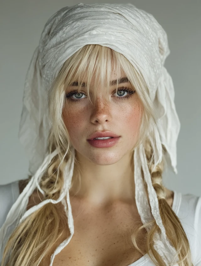 Beautiful Woman with Blonde Hair and Makeup