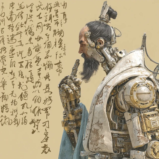 Robot and Qu Yuan A Cyberpunk Meeting