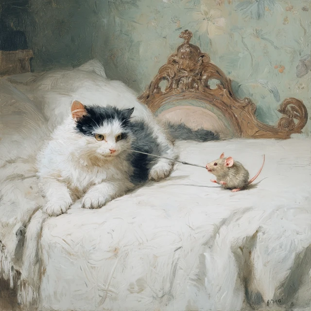 Cat and Mouse Playful Illustration