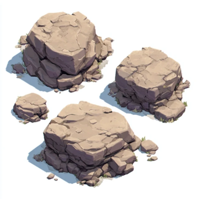 Fantasy Stone Rocks Cartoon Game Asset
